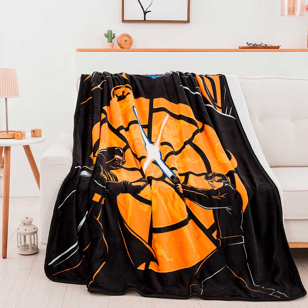 Disney Star Wars Classic Showdown Silk Touch Sherpa Throw Blanket Twin Size 60x80 Inches