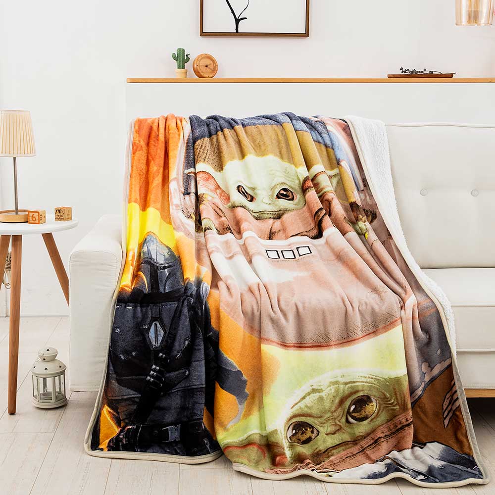 Disney Star Wars The Mandalorian The Longest Journey Silk Touch Sherpa Throw Blanket Twin Size 60x80 Inches