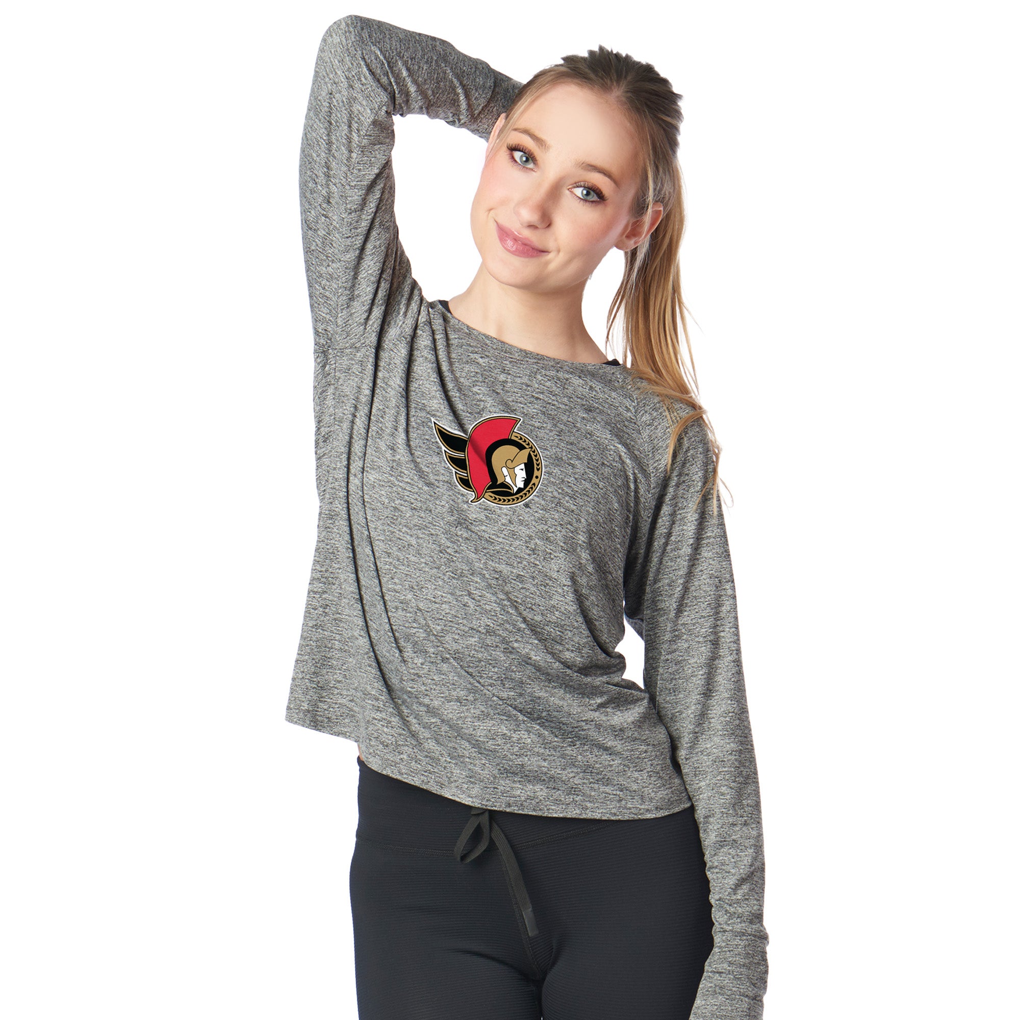 NHL Ottawa Senators Heather Grey Raglan Long Sleeve Tee XL