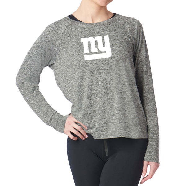 New York Giants NFL Kadi Raglan Long Sleeve Heather Grey