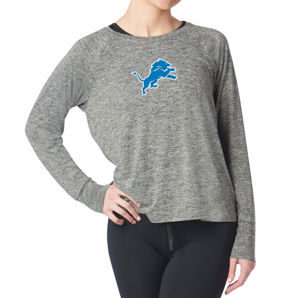 Detroit Lions NFL Kadi Raglan Long Sleeve Heather Grey