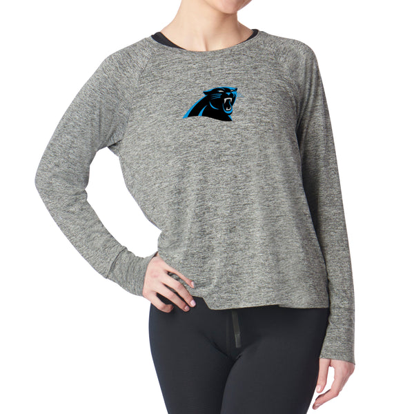 Carolina Panthers NFL Kadi Raglan Long Sleeve Heather Grey