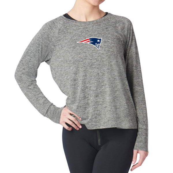 New England Patriots NFL Kadi Raglan Long Sleeve Heather Grey