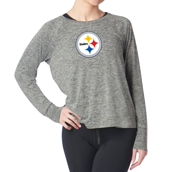 Pittsburgh Steelers NFL Kadi Raglan Long Sleeve Heather Grey