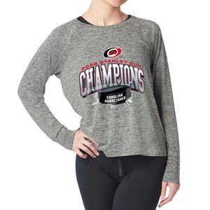 Carolina Hurricanes 2026 Stanley Cup Champions Impactor Raglan Long Sleeve Shirt Heather Grey Small