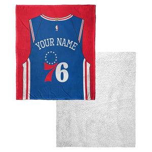 NBA Philadelphia 76ers Jersey Personalized Silk Touch Sherpa Throw Blanket 50x60 Inches