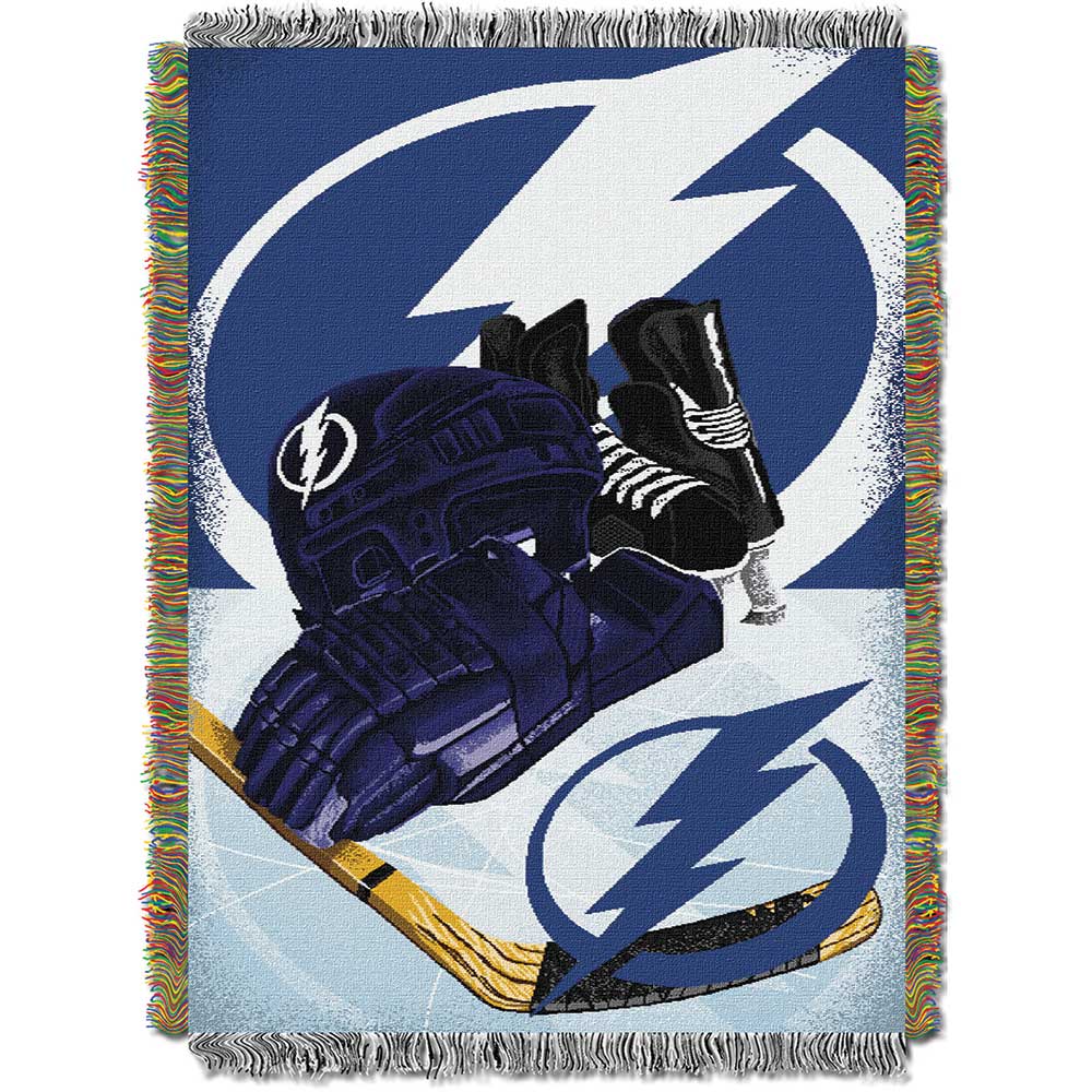 NHL Tampa Bay Lightning Home Ice Advantage Woven Tapestry Throw Blanket 48x60 Inches