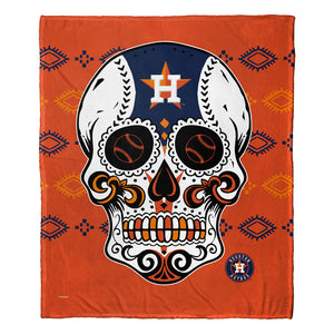 MLB Houston Astros Candy Skull Silk Touch Throw Blanket 50x60 Inches