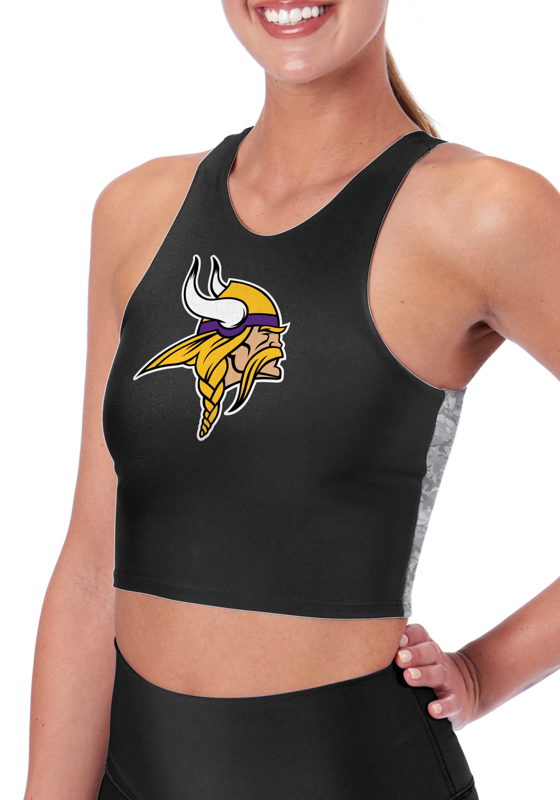 Minnesota Vikings Certo Women's Crosstown Long Line Sports Bra - Black