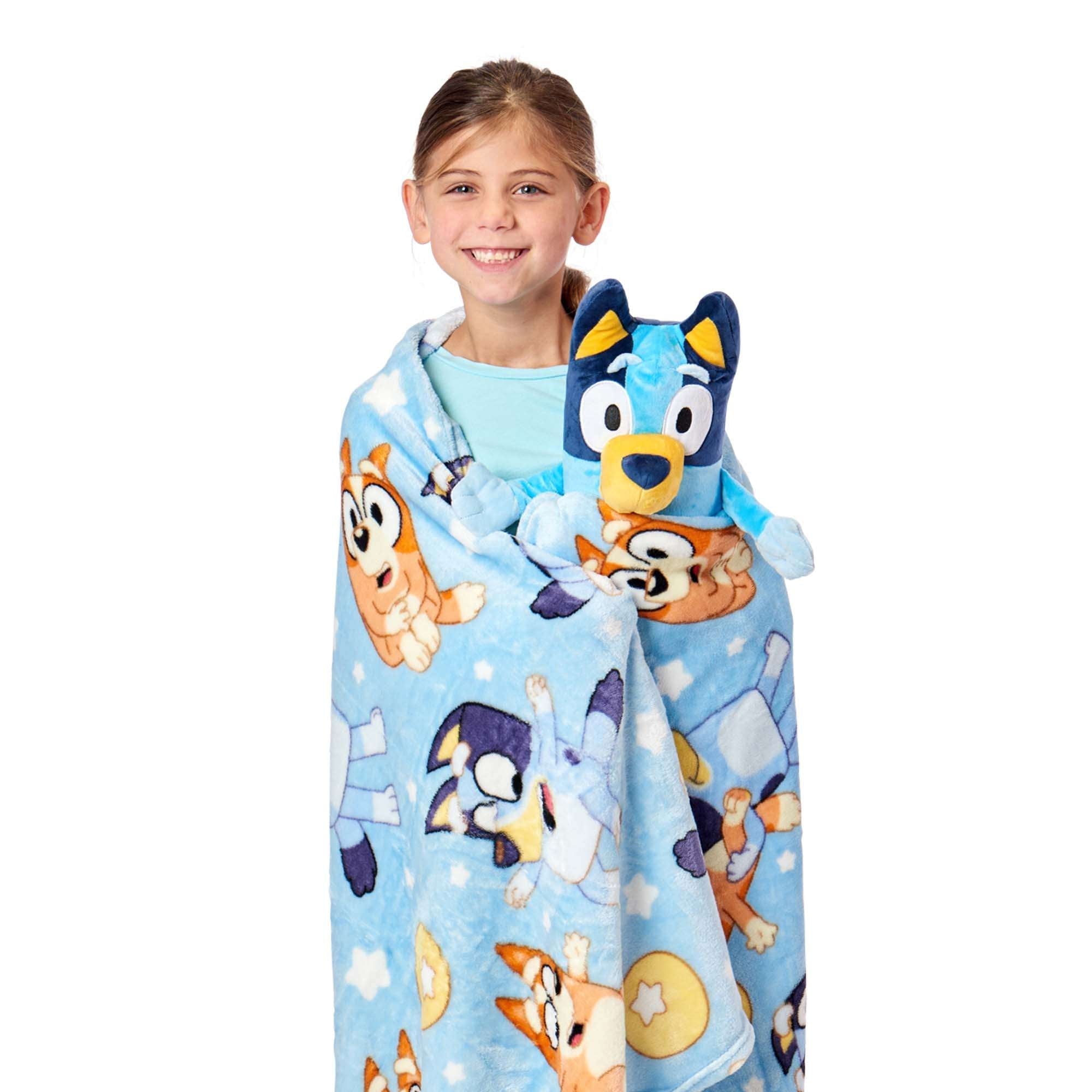 Bluey Kids Hugger with Silk Touch Throw Blanket, 50×60 inches Blue
