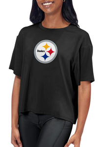 Pittsburgh Steelers Certo Women's Format Cropped T-Shirt - Black