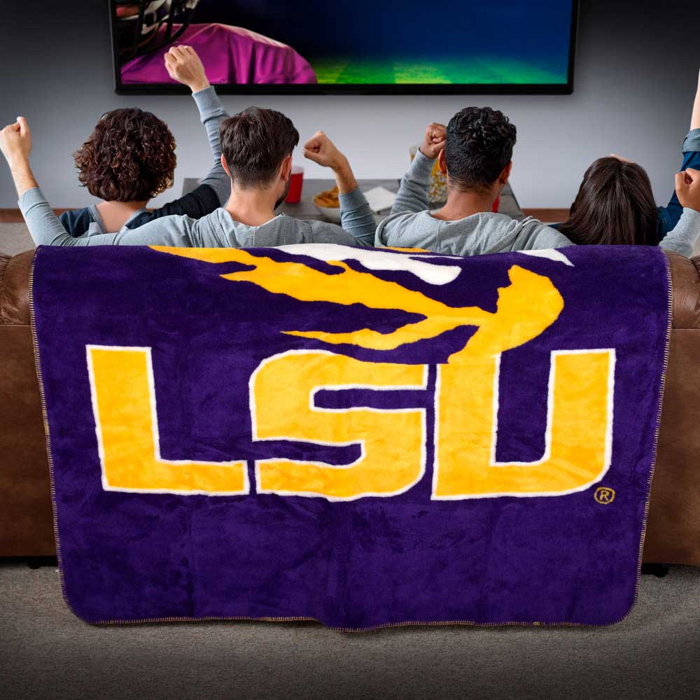 NCAA LSU Tigers Silver Knit Throw Blanket 60x72 Inches