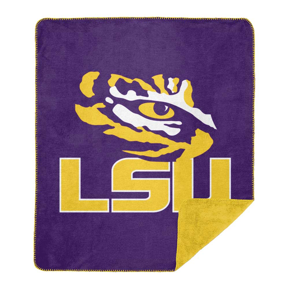 NCAA LSU Tigers Silver Knit Throw Blanket 60x72 Inches