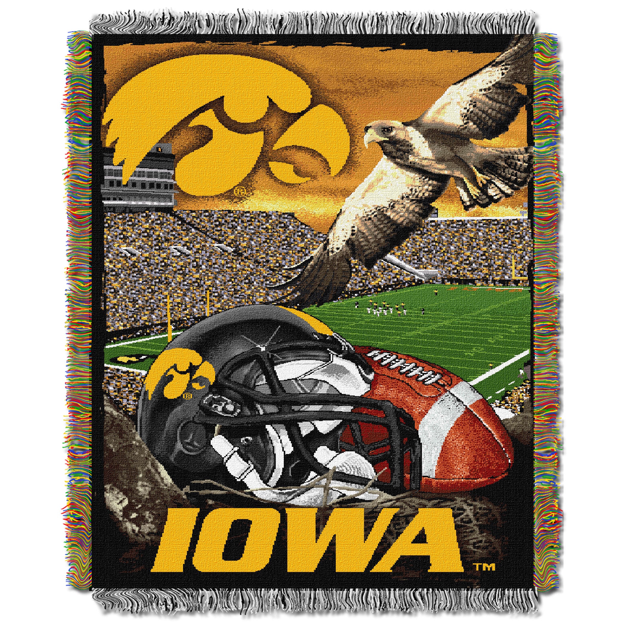 NCAA Iowa Hawkeyes Homefield Advantage Woven Tapestry Throw Blanket 48x60 Inches