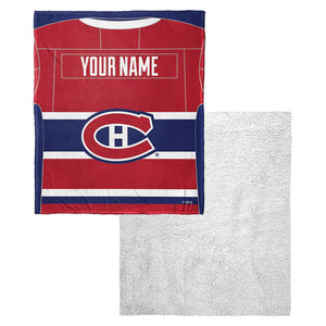 NHL Montreal Canadiens Jersey Personalized Silk Touch Sherpa Throw Blanket 50x60 Inches