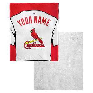 MLB St. Louis Cardinals Jersey Personalized Silk Touch Sherpa Throw Blanket 50x60 Inches