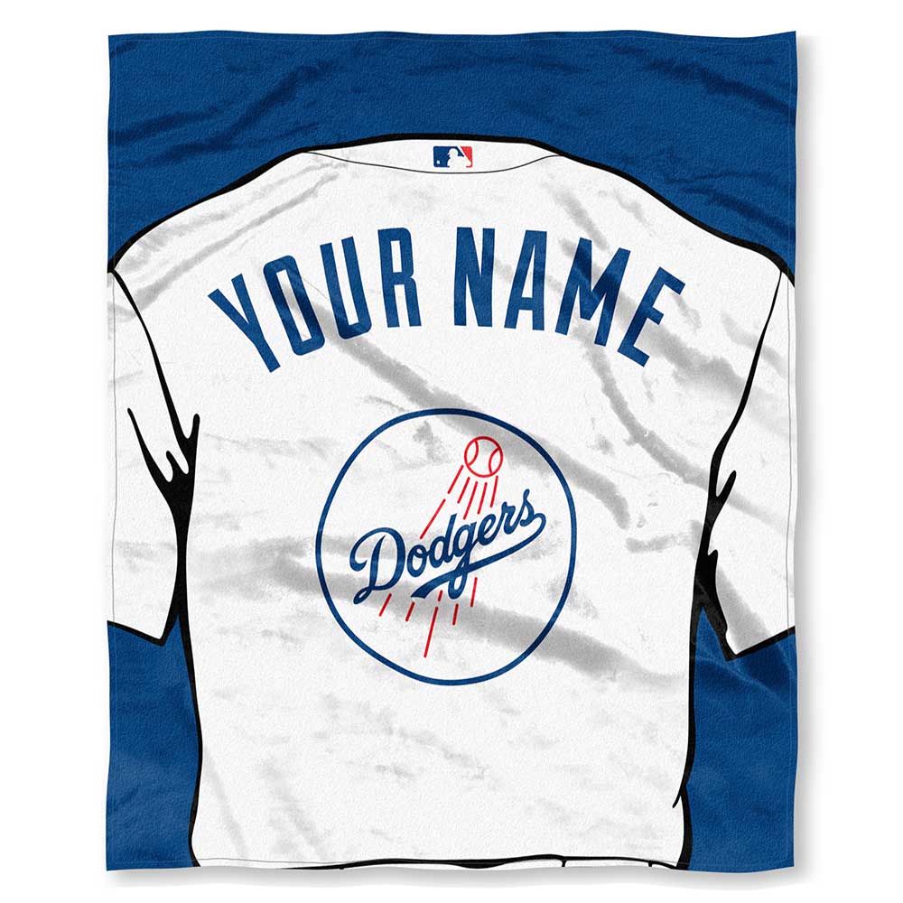 MLB Los Angeles Dodgers Jersey Personalized Silk Touch Throw Blanket 50x60 Inches