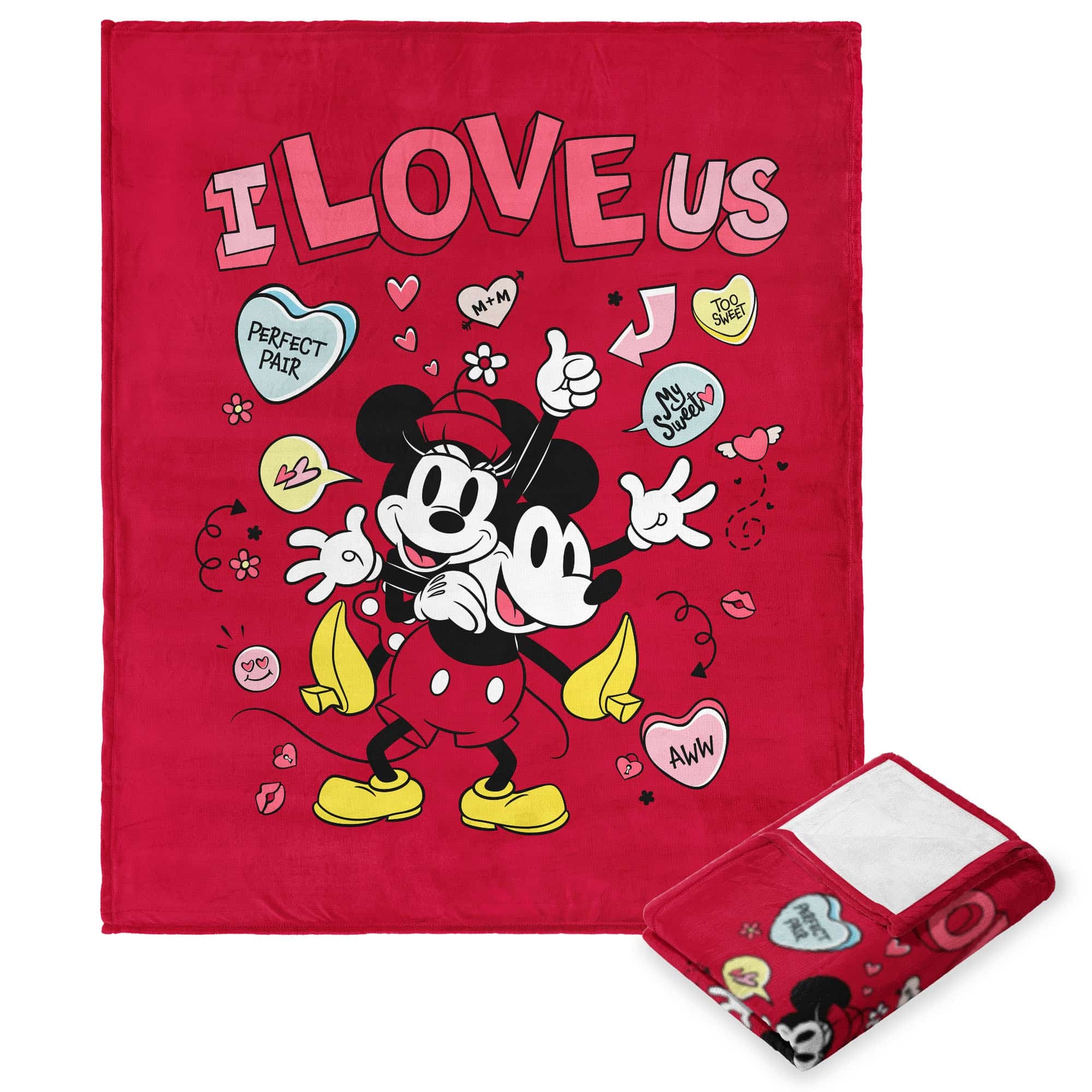 Disney Mickey Mouse I Love Us Silk Touch Throw Blanket 50x60 Inches