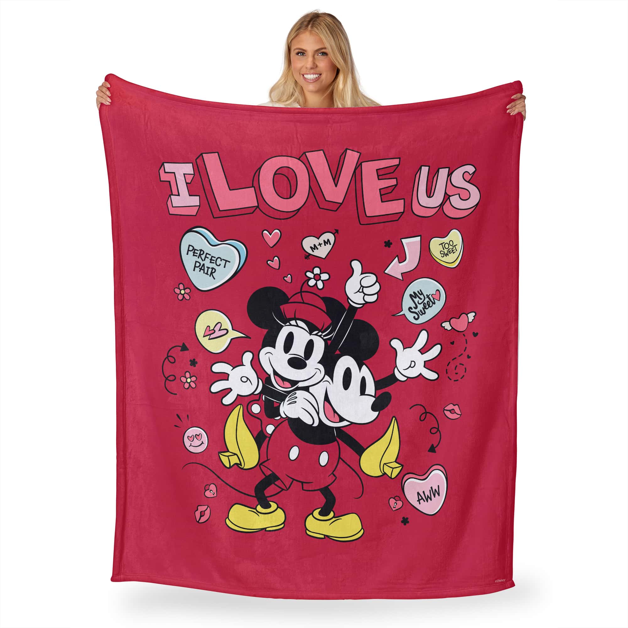 Disney Mickey Mouse I Love Us Silk Touch Throw Blanket 50x60 Inches