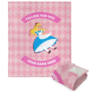 Disney Alice in Wonderland Falling For You Personalized Silk Touch Sherpa Throw Blanket 50x60 Inches