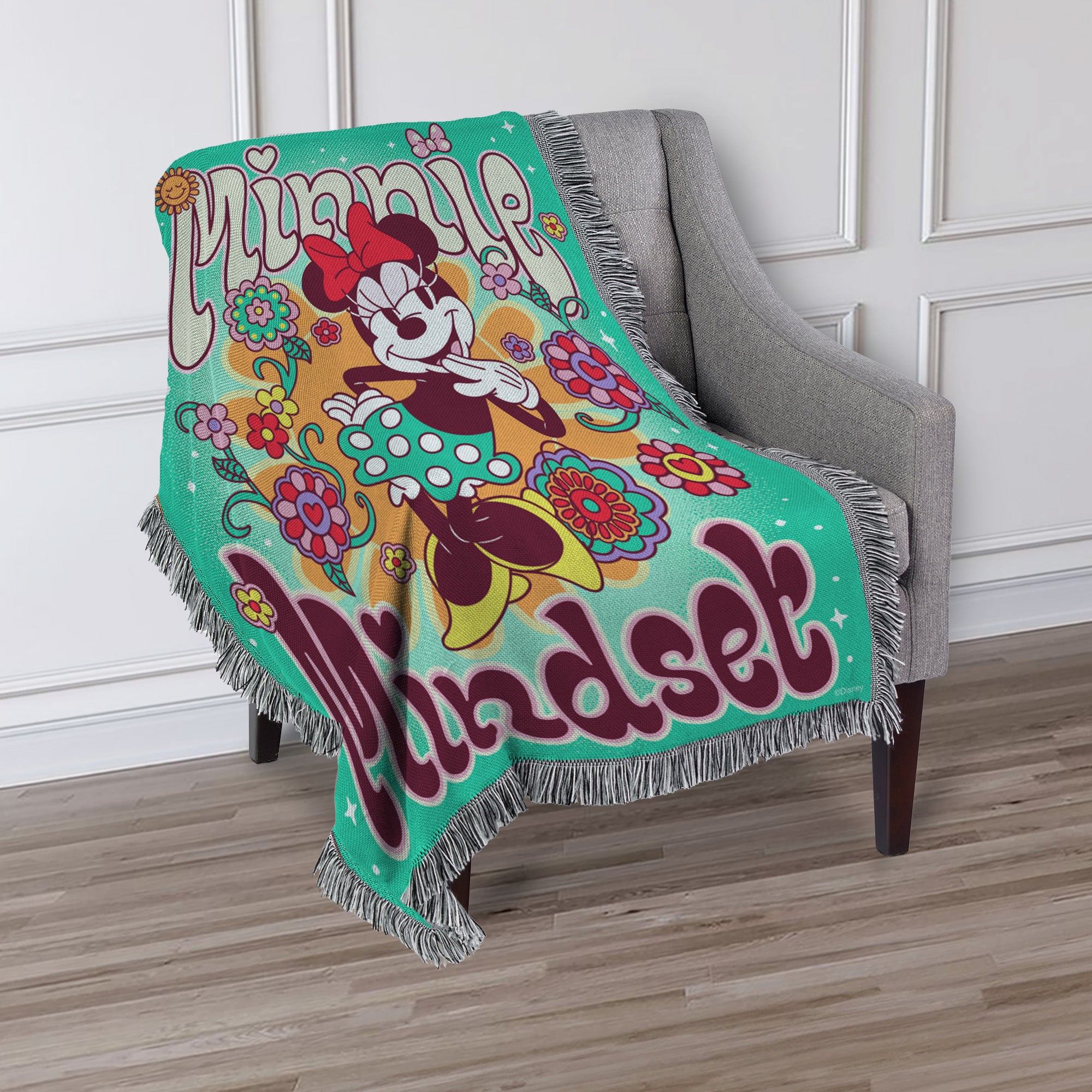 Disney Minnie Mouse Mindset Woven Tapestry Throw Blanket 48x60 Inches