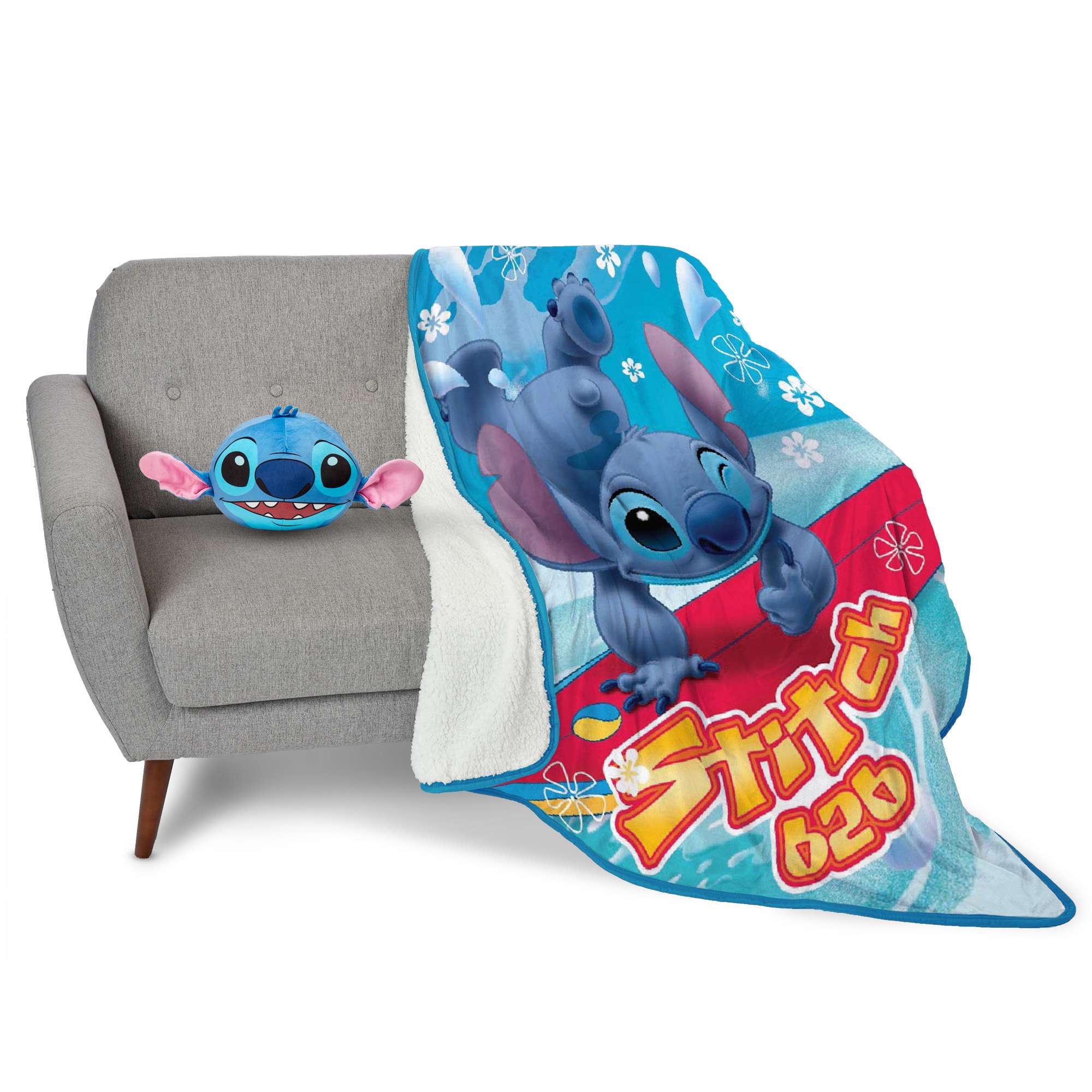 Lilo & Stitch Techno Ohana Character Cloud Pillow & Silk Touch Sherpa Throw Set