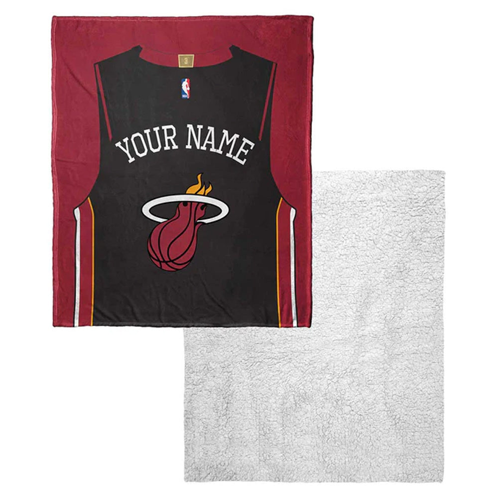 NBA Miami Heat Jersey Personalized Silk Touch Sherpa Throw Blanket 50x60 Inches