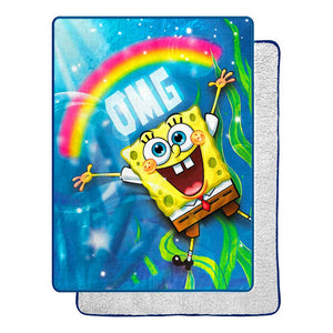 Nickelodeon Spongebob Squarepants Omg Silk Touch Sherpa Throw Blanket 50x60 Inches