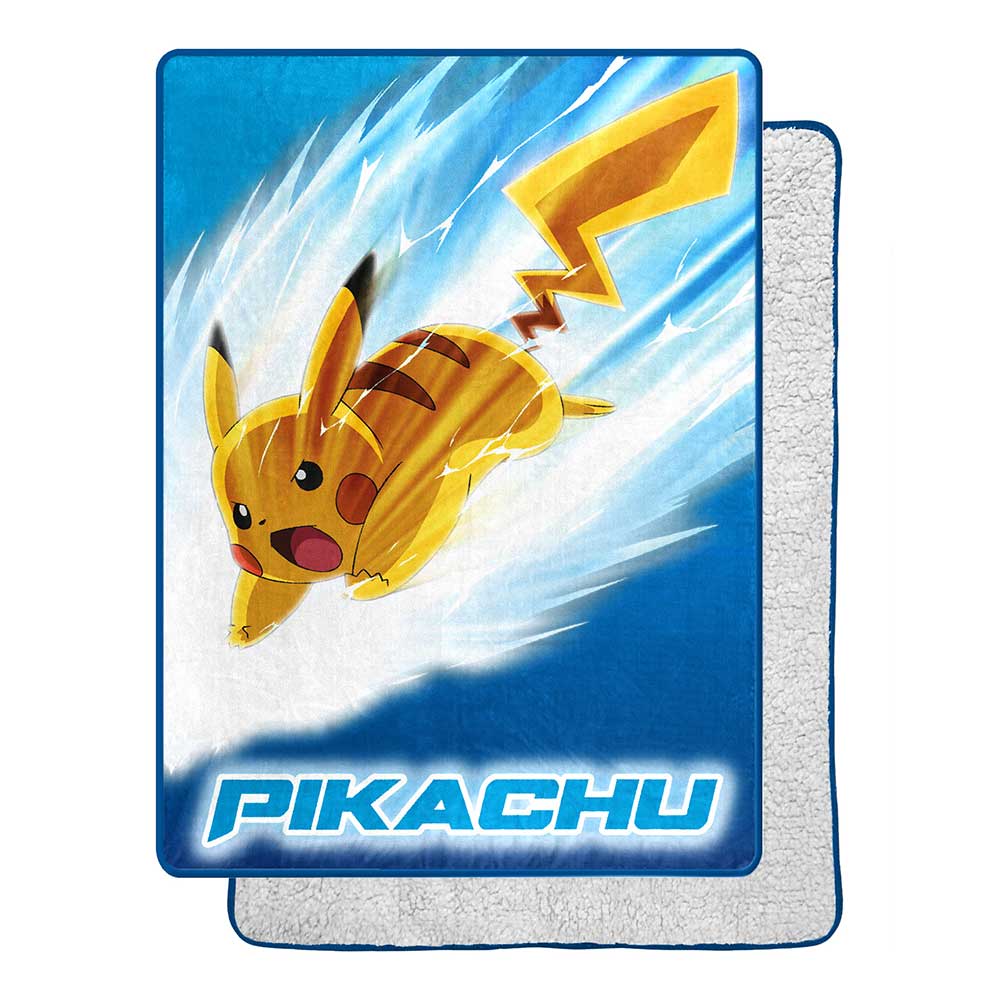 Pokemon Pikachu Bolt Silk Touch Sherpa Throw Blanket Twin