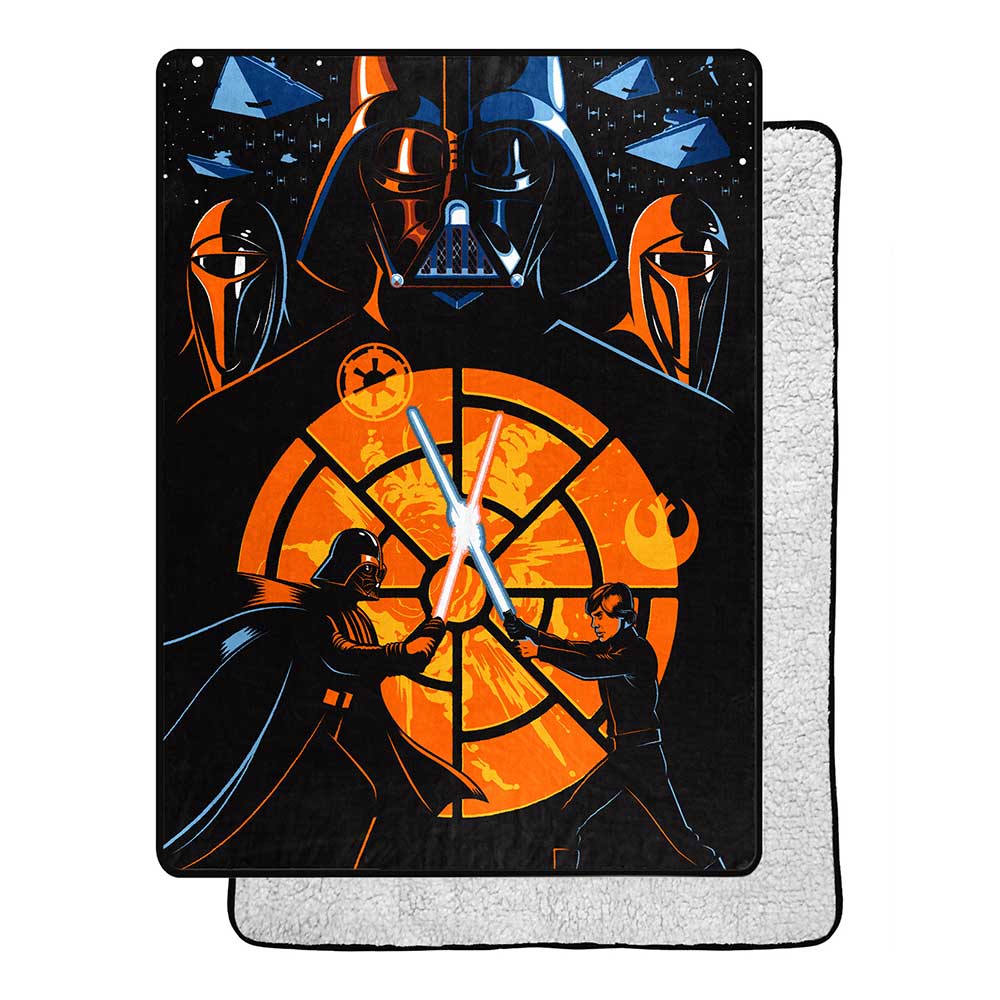 Disney Star Wars Classic Showdown Silk Touch Sherpa Throw Blanket Twin Size 60x80 Inches