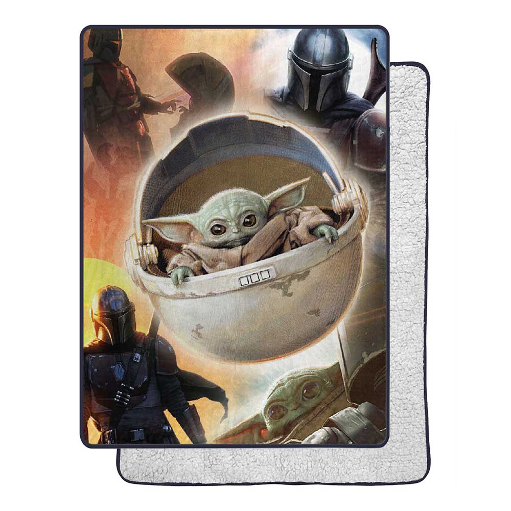 Disney Star Wars The Mandalorian The Longest Journey Silk Touch Sherpa Throw Blanket Twin Size 60x80 Inches