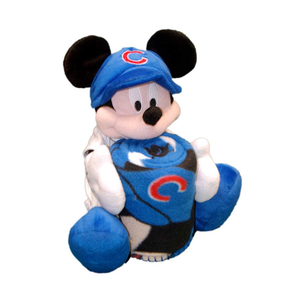 MLB Chicago Cubs Pitch Crazy Mickey Hugger Pillow & Silk Touch Throw Blanket Set 40x50 Inches