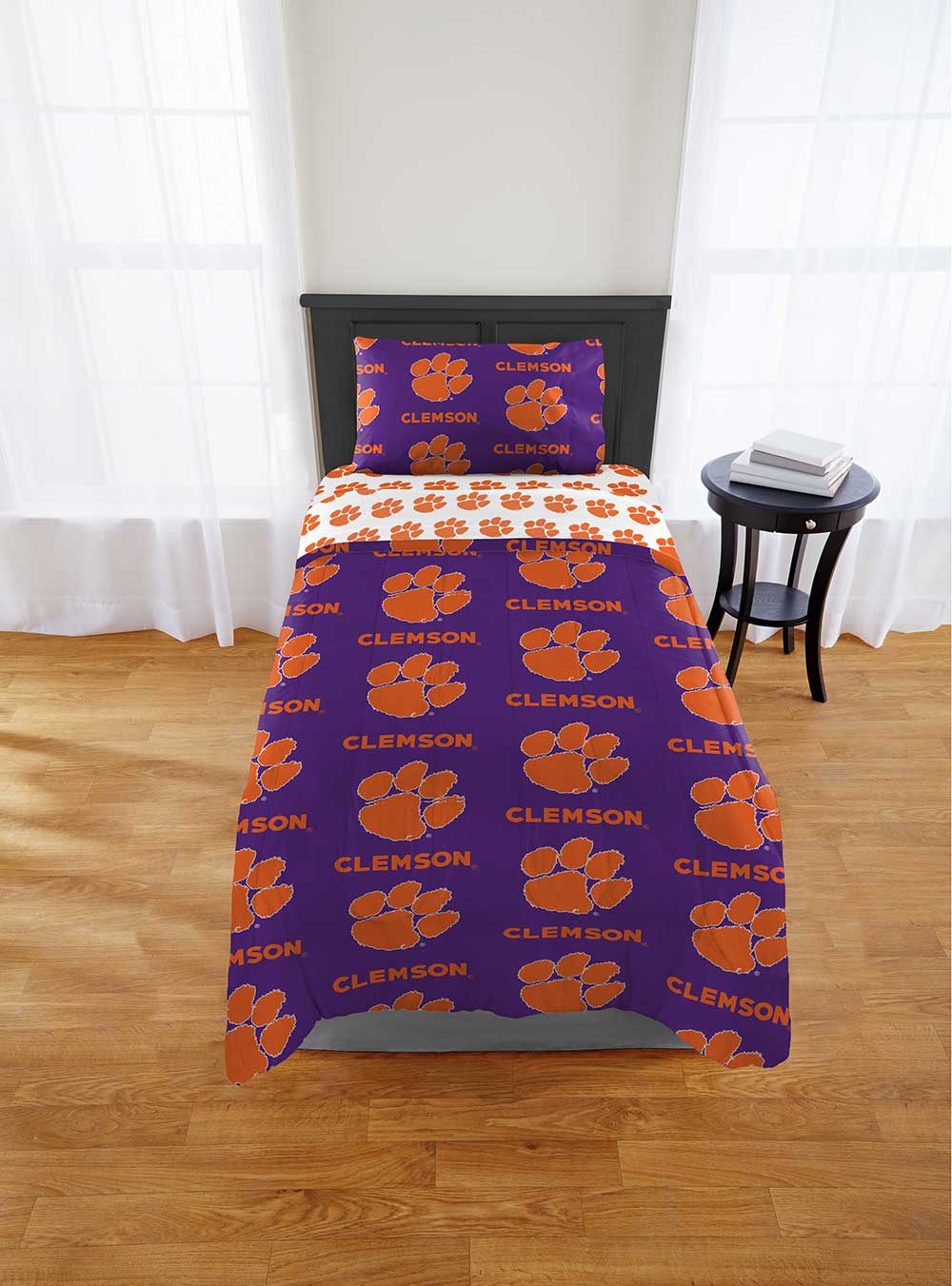 NCAA Clemson Tigers Twin Rotary Bed In A Bag Set