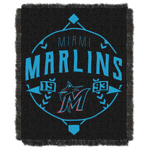 MLB Miami Marlins Ace Jacquard Throw Blanket 46x60 Inches