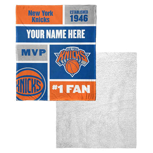 New York Knicks Colorblock Personalized Silk Touch Sherpa Throw Blanket 50x60 Inches