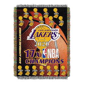 NBA Los Angeles Lakers Commemorative Series Tapestry Throw Blanket 48x60 Inches