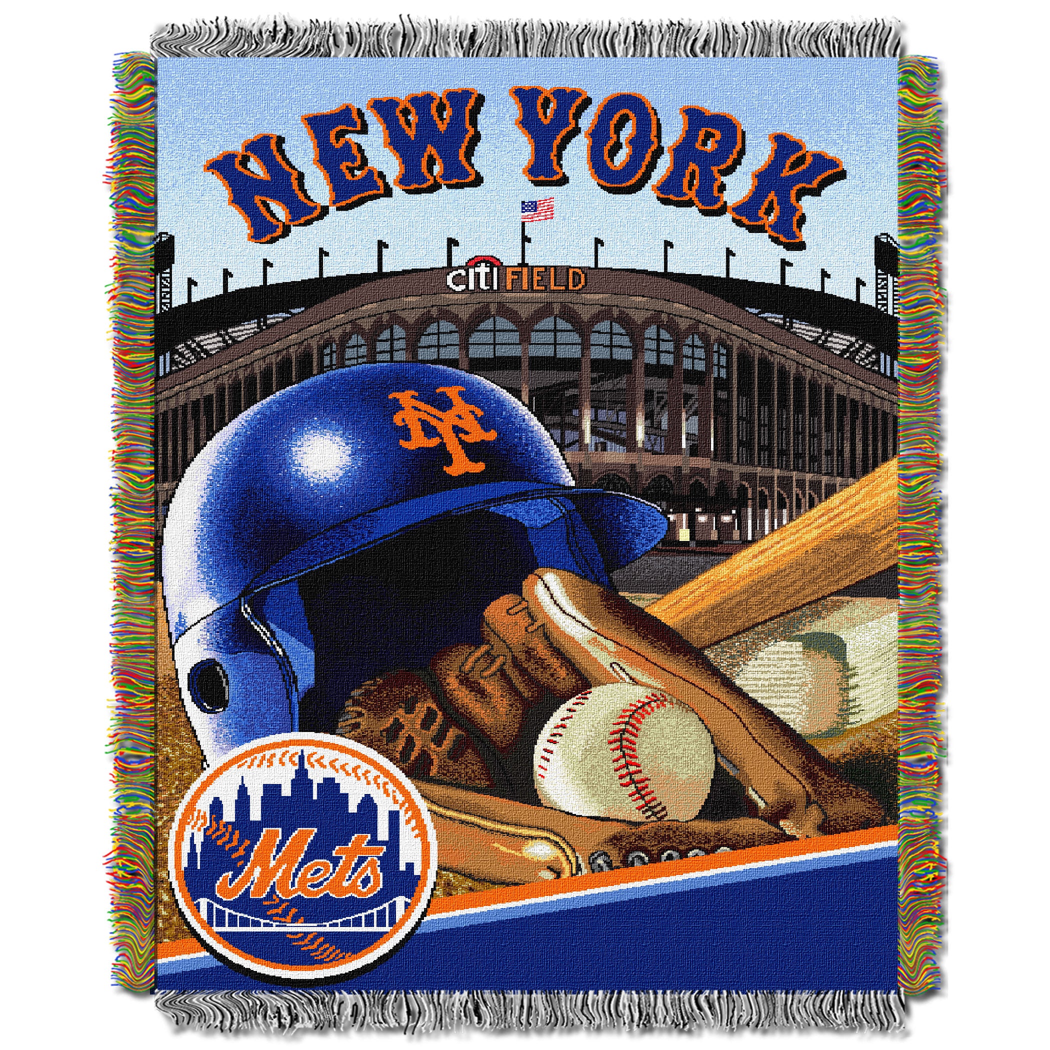 MLB New York Mets Homefield Advantage Tapestry Throw Blanket 48x60 Inches