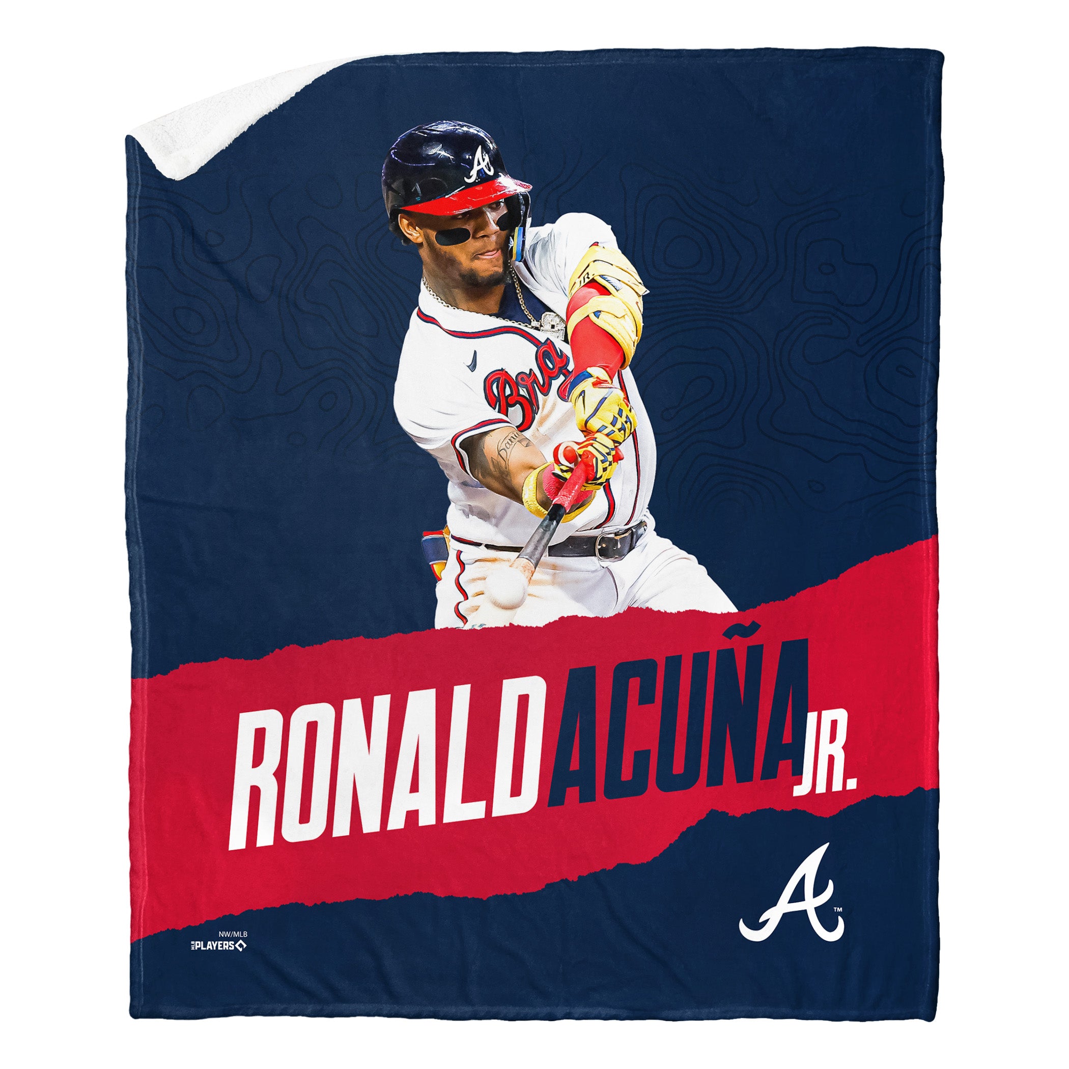 MLB Atlanta Braves Ronald Acuna Jr. Silk Touch Sherpa Throw Blanket 50x60 Inches