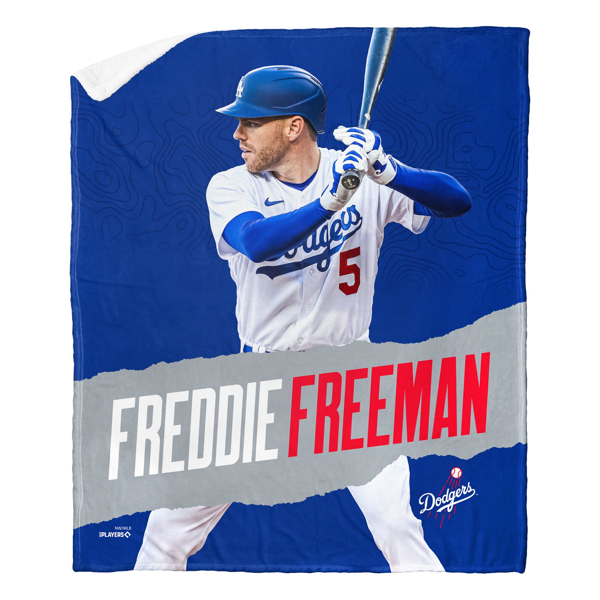 MLB Los Angeles Dodgers Freddie Freeman Silk Touch Sherpa Throw Blanket 50x60 Inches