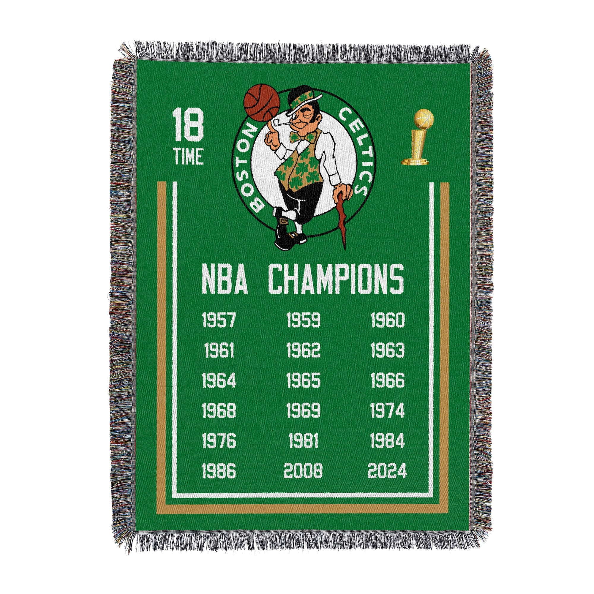 NBA Boston Celtics 2024 NBA Multi Historic Woven Tapestry Throw Blanket 48x60 Inches