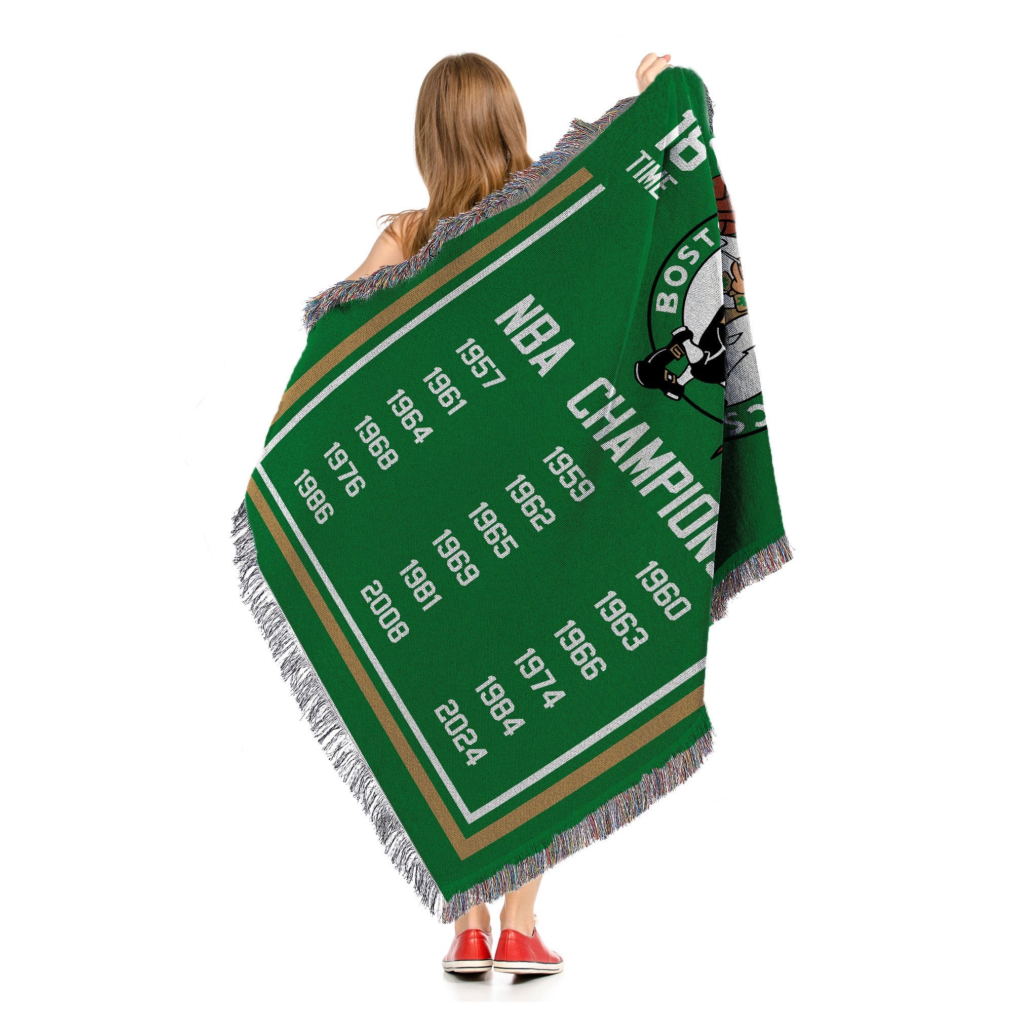 NBA Boston Celtics 2024 NBA Multi Historic Woven Tapestry Throw Blanket 48x60 Inches
