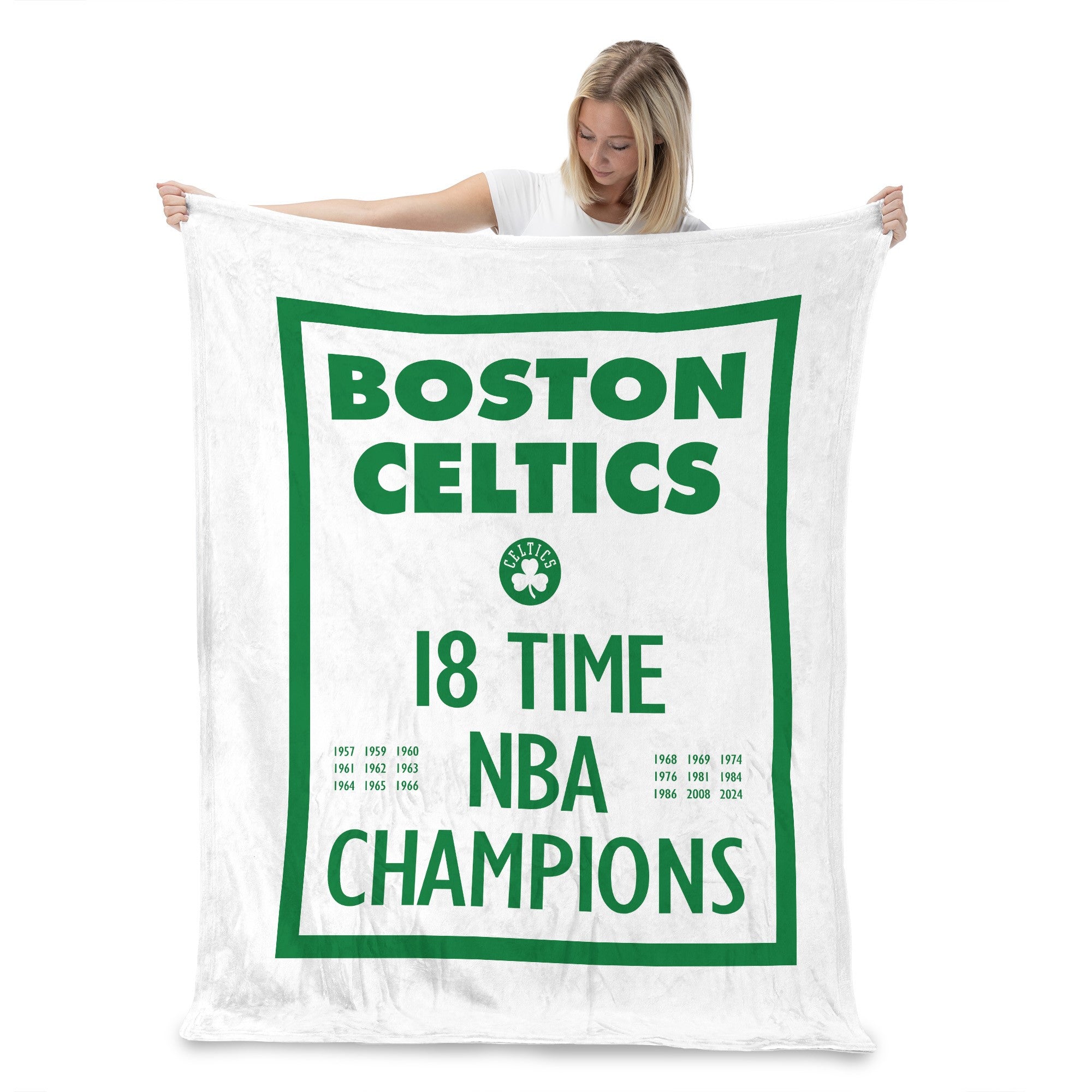 NBA Boston Celtics 2024 Multi Champs Lucky Silk Touch Throw Blanket 50x60 Inches