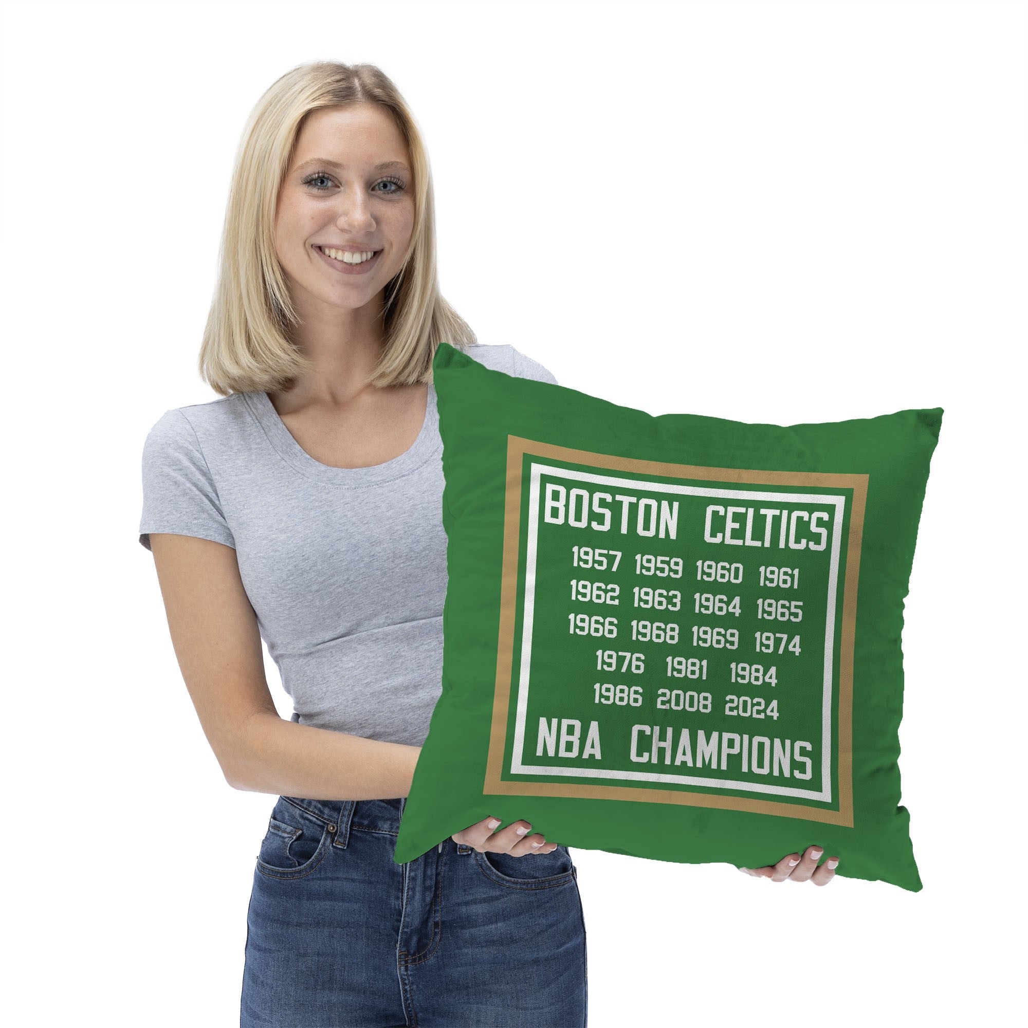 NBA Boston Celtics 2024 NBA Multi Champs Historic Throw Pillow 18x18 Inches