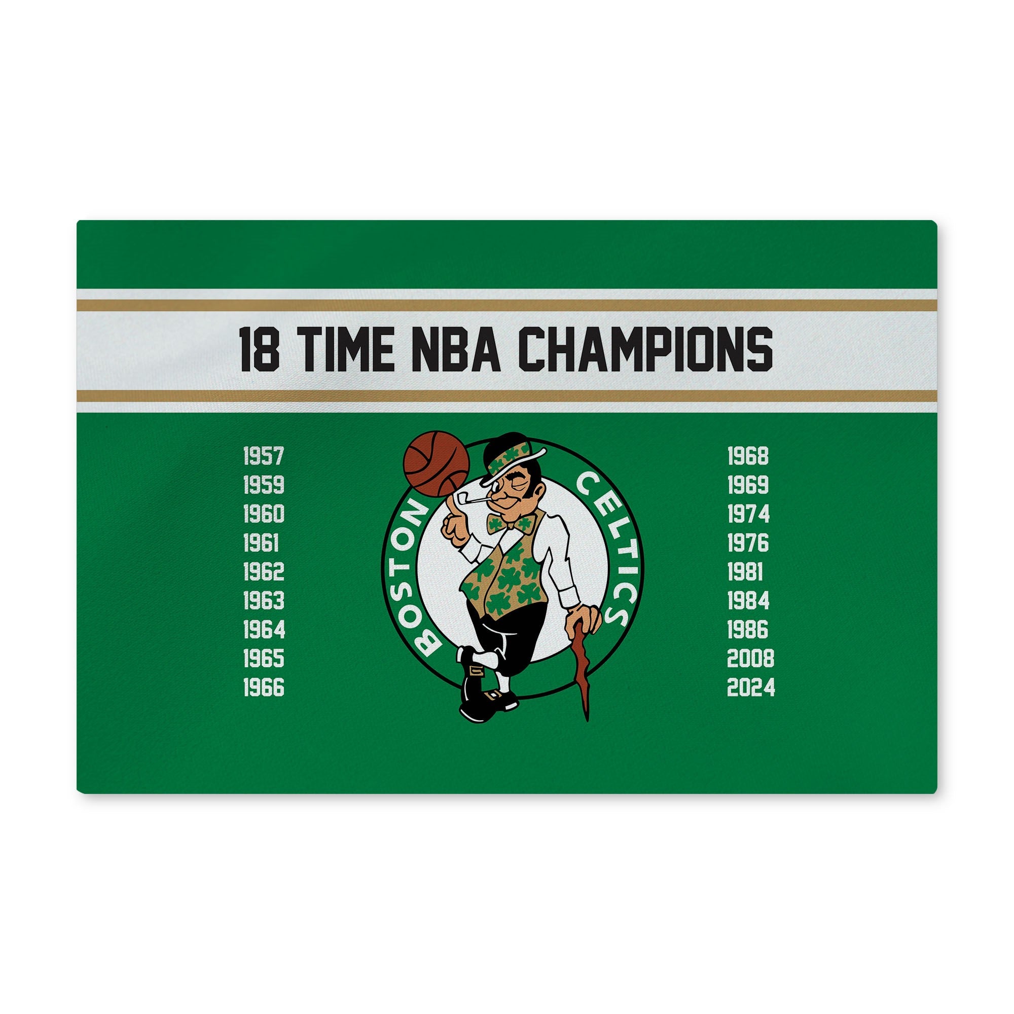 NBA Boston Celtics 2024 NBA Multi Champs 18 Banners Washable Rug 20 x 32 Inches