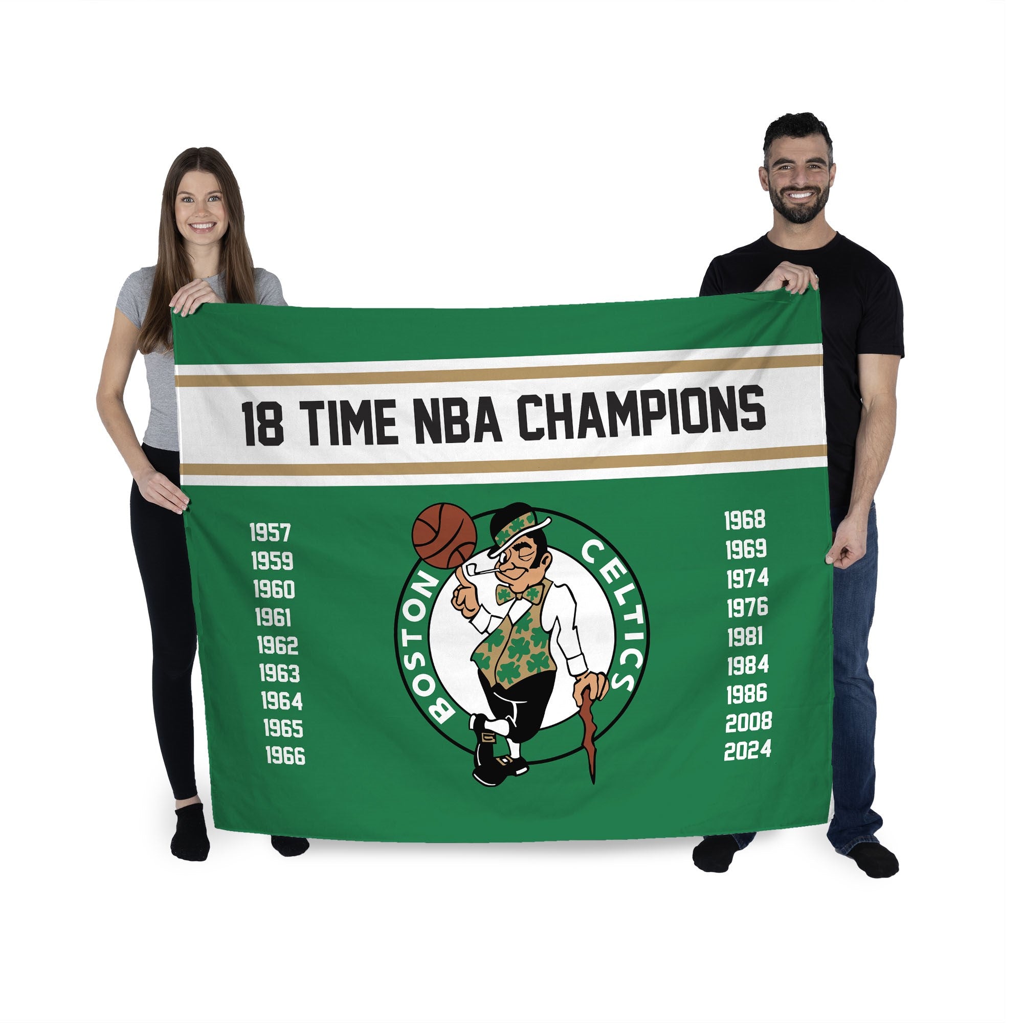 NBA Boston Celtics 2024 NBA Multi Champs 18 Banners Wall Hanging 34 x 40 Inches