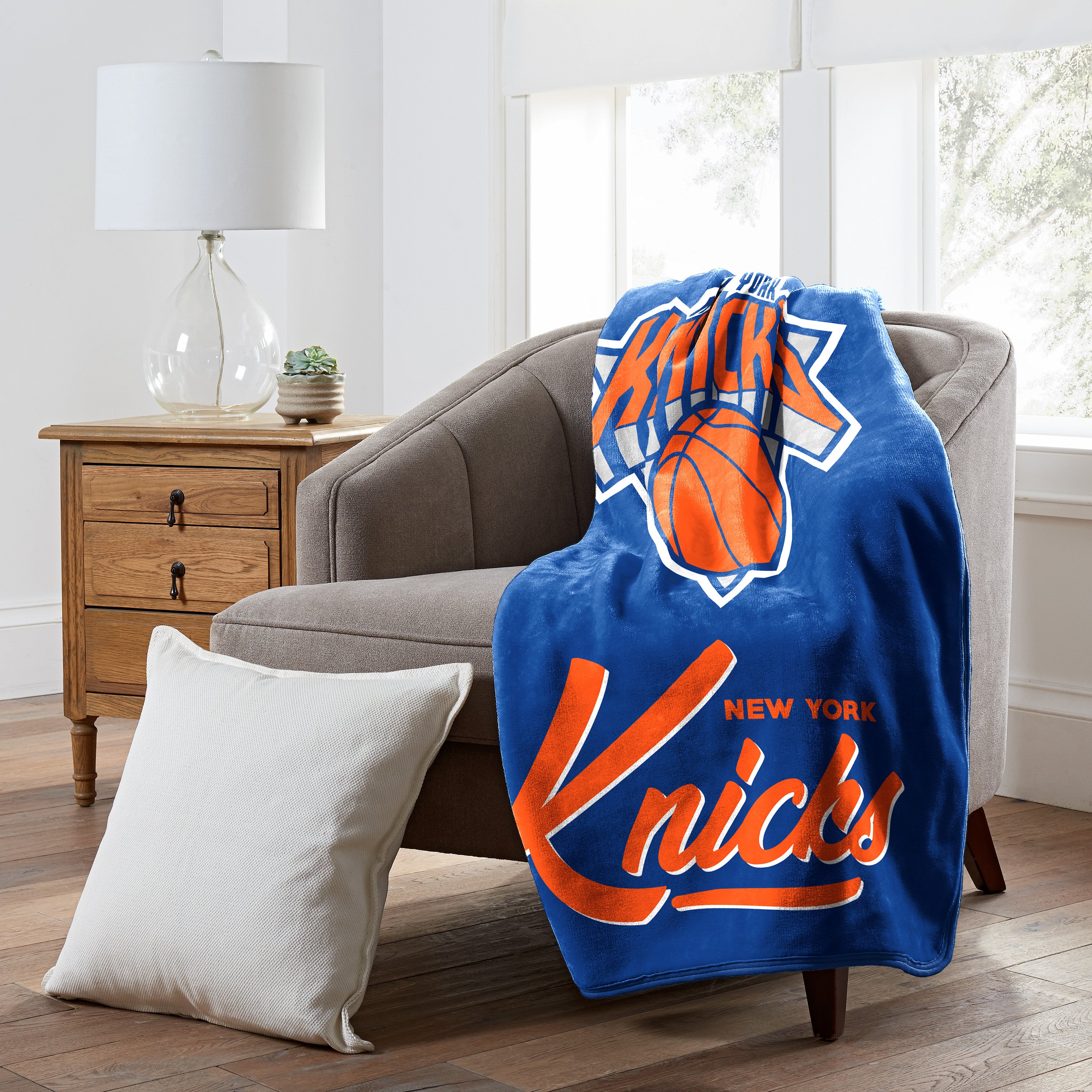 NBA New York Knicks Signature Raschel Throw Blanket 50x60 Inches