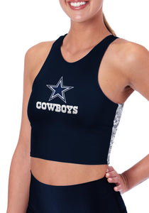 Dallas Cowboys Certo Women's Crosstown Long Line Sports Bra - Navy