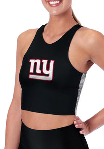 New York Giants Certo Women's Crosstown Long Line Sports Bra - Black