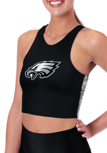 Philadelphia Eagles Certo Women's Crosstown Long Line Sports Bra - Black