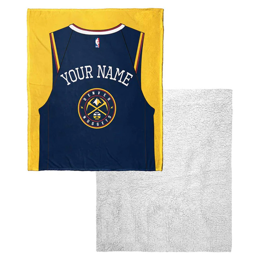 NBA Denver Nuggets Jersey Personalized Silk Touch Sherpa Throw Blanket 50x60 Inches